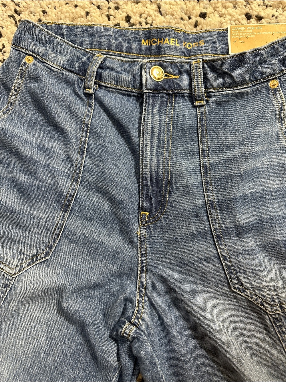 Michael Kors Medium Blue High-Rise Wide Leg Jeans - Picture 9 of 13